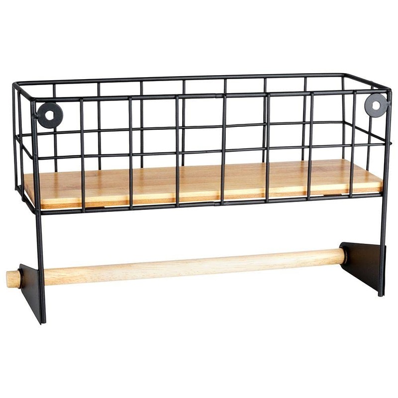 Vilde Wall Shelf Kitchen Metal with Kitchen Roll Holder Wall