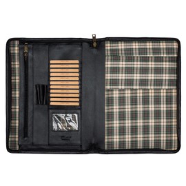 Benthill A4 Leather Folder Work Folder - Conference Folder Made of Genuine Leather - Large Zip Writing Case - Document Folder Made of Cowhide Leather, black