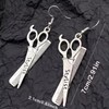 Royal Swan Antique Silver Stylist Scissors & Comb Earrings on