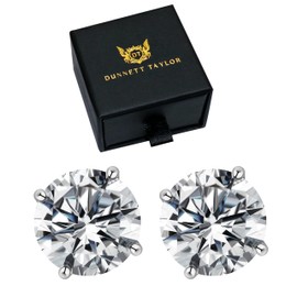 Dunnett Taylor White Gold Plated Sterling Silver 0.5ct CZ Cubic Zirconia Stud Earrings Round Solitaire 1.0CTTW per pair