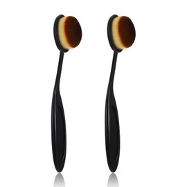 MBAIYO Set of 2 Make Up Brushes, Black Foundation Brush Set, Liquid Makeup Brush, Contouring Brush, Premium Oval Kabuki Brush, Cosmetic Brush for Blending Contouring for Liquid or Powder