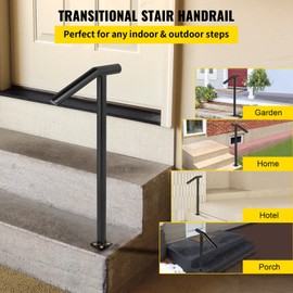 Happybuy Single Post Handrail, Black