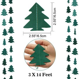 jijAcraft Christmas Tree Garland Dark Green Decorations - 43.5 Ft Christmas Paper Tree Streamers Garland for Xmas Holidays New Year Woodland Theme Party Hanging Decorations
