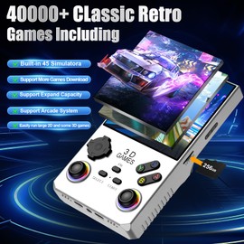 2025 V40MAX Upgraded Retro Handheld Game Console, Built in 40,000+Classic Games, 40+Simulators, Linux System, 4.0-inch 4K HD IPS Screen Video Player, 256GB, Portable Pocket Arcade Console(Silvery)