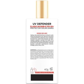 L'Oréal Paris UV Defender Fluido Invisible FPS 50+, Protección solar facial ligero, previene y reduce manchas y arrugas, con Ácido Hialurónico 40ml