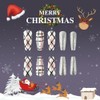 24 Pcs Christmas Press on Nails Short Coffin Square -