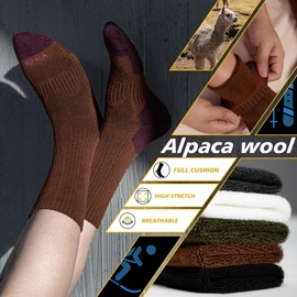 MAGISDU Alpaca Thermal Ski Crew Socks for Men Unisex 2 Pairs Compression Hiking Wool Boot Socks Thick Warm Winter Walking Running Anti Blister Size 3-15