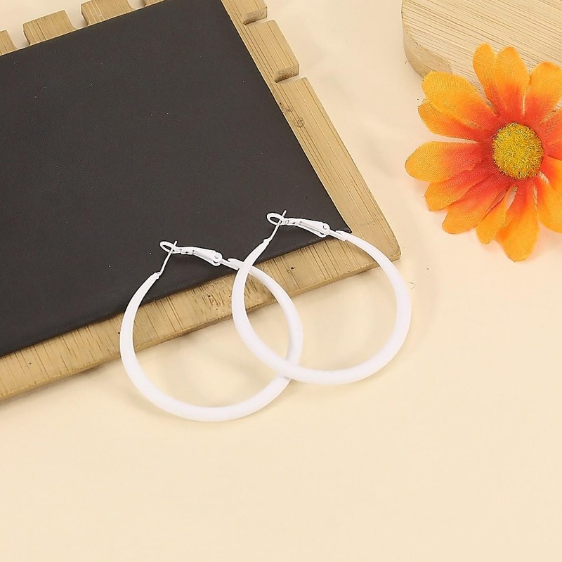 BOOZIQ White Hoop Earrings for Women 8090s Neon Earring Large
