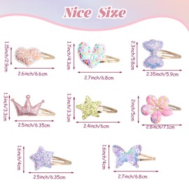 32 Pcs Sparkly Metal Snap Barrettes for Girls Hair Accessories for Kid Cute Glitter Toddler Girl Flower Star Crown Butterfly Heart Multicolor Shaped for Children Toddler Teenage Girls Kids Gift