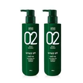 Amos Green Tea Real Feel Shampoo for Oily Hair 500g (Refreshing Type) 1+1 / 아모스 녹차실감 샴푸 지성용 500g (산뜻한타입) 1+1
