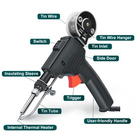 Soldering Iron Kit, Automatic Soldering Gun Hand-held Welding Tool with Desoldering Pump, Tweezers, Soldering Wires, Mini Bracket for Circuit Boards, Home DIY, Electronics Repair, 60W