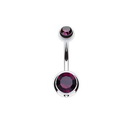 Pierced Owl 14GA G23 Implant Grade Solid Titanium Double Ball Gem 5/16" Belly Button Ring (Purple)