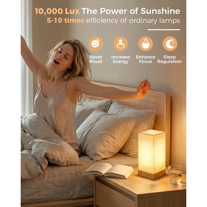 Geecent Light Therapy Lamp 10000 Lux Sun Lamp, 5 Brightnes