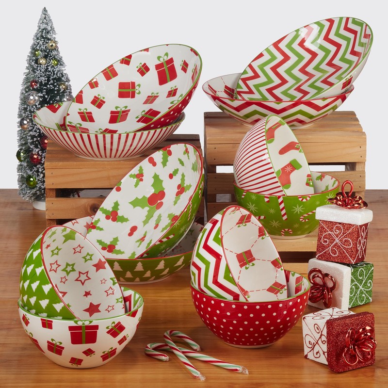Holiday Fun 30 oz Porcelain Serving Bowls – Set of