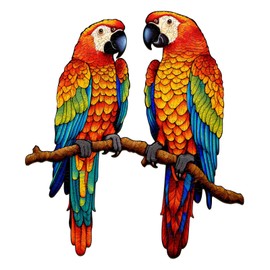 SECOGM Wooden Puzzle for Adults, Wooden Puzzle 200 Pieces, Irregular Animal Shaped Wooden Puzzle, Adult Puzzle with Wooden Gift Box, Chatting Parrots Puzzle (M-25.1 x 28.4 cm)