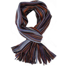 Rotfuchs R-33 Knitted Scarf, Raschel Scarf, Stripes, Fashionable, Purple, Colourful, 100% Wool (Merino), Purple, blue, pink