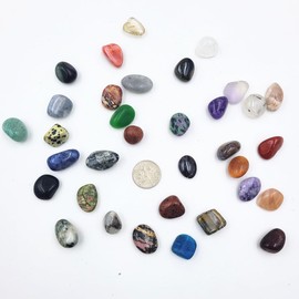 36Pcs Gemstones and Crystals Set with Acrylic Display Box,Crystal and Healing Stones, Rocks and Minerals Specimens, Geology Gem Kit, (36Pcs)