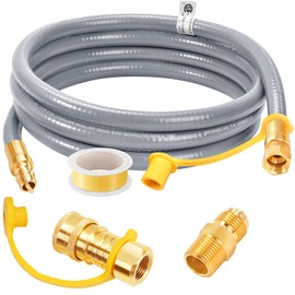 GasSaf 10FT 3/8" ID Natural Gas Hose, Natural Gas Grill Hose Conversion Kit Suitable for Weber Grills, Blackstone Griddles, Generator, Patio Heater (with Sealing Tape)