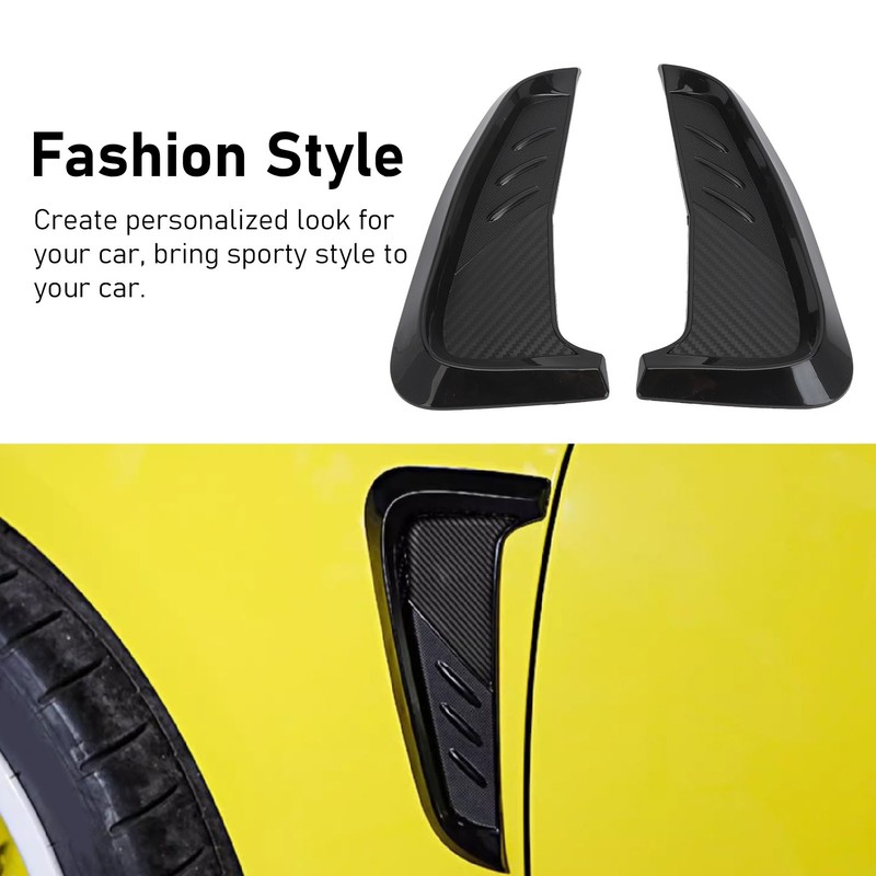 2Pcs Side Mudguard Vent Trim Left Right 20cm Glossy Black