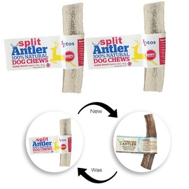 Antos 100% Natural SPLIT Antler Chews for Dogs. Pack of 2 Antler Split Small (30g-50g). Size May Vary. Helps clean dogs teeth.