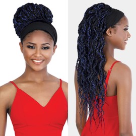 Motown Tress Seduction Quick Wrap with Headband Wig WRAP.BX36W Box Braid Wavy 36" (T1B/27)