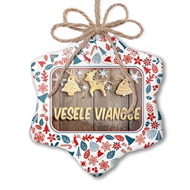 NEONBLOND Christmas Ornament Merry Christmas in Slovak from Slovakia, Czech Republic Red White Blue Xmas