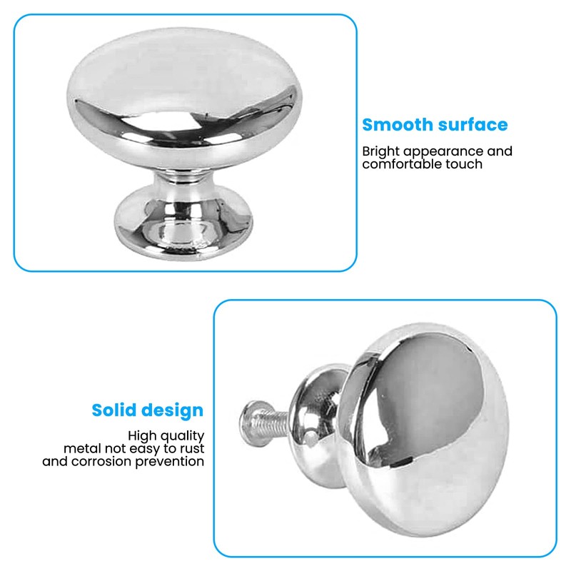 Zythrem 12Pcs Chrome Cabinet Knobs 30mm Silver Polished Drawer Knob