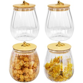 ZSDRTYU Glass Canisters, 4 Pack 25 Oz Glass Canisters With Airtight Lids Glass Jars Glass Containers With Bamboo Lids, Glass Cookie Jars Small Storage Jars For Dry Food, Tea, Cookie