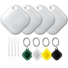 Air Tracker Tag for Android, Tags-4 Pack Luggage Tracker with 4 Case, Works via Google Find Hub App, Bluetooth Tracker Item Finder for Key, Backpack, Travel and Commute, 4 Pack, White (NOT for iOS)
