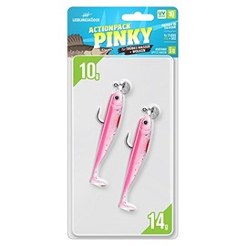 Lieblingsköder Action Pack 10 cm - 2 Mounted Rubber Fish for Zander Fishing and Bass Fishing, Rubber Bait for Spin Fishing, Rubber Shads, Colour Favourite Bait: Pinky