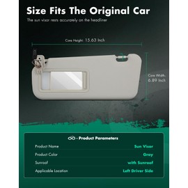 Gray Left Driver Side Car Sun Visor With Sunroof for 2010-2013 For Mazda For 3,Replacement Assembly BBM2-69-320C-75,BBM3-69-320C-75 (with mirror)
