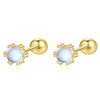 Moonstone Stud Earrings for Women Screw Back Cartilage Earring Cat's
