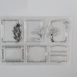 NZJ Memo Frame Message Board Gird Form Background Clear Stamps for Card Making Scrapbooking Crafting DIY Decorations, Background Transparent Silicone Seal Stamps for Embossing Album Crafts (3)