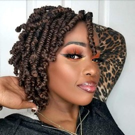 Lifabeauty 8 Packs Short Bob Spring Twist Crochet Hair for Kids 6 Inch Pretwisted Passion Twist Crochet Hair Braids for Black Women (6 Inch, M30#)