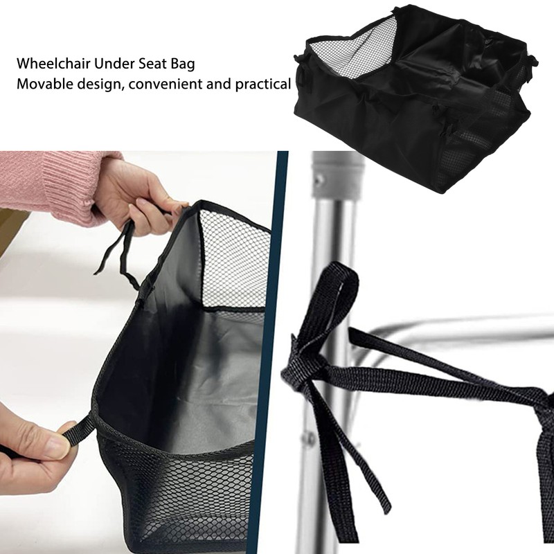 Wheelchair Underneath Bag 600D Oxford Cloth Movable Under Seat Basket