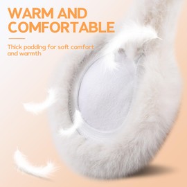 OMUKY Winter Earmuffs Women Girls Faux Fur Warm Ear Covers Foldable Outdoor Ear Warmers(White)