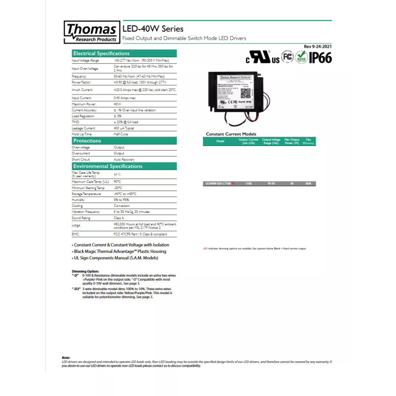 Hubbell Thomas Research Products LED 40W-036-C1100-
