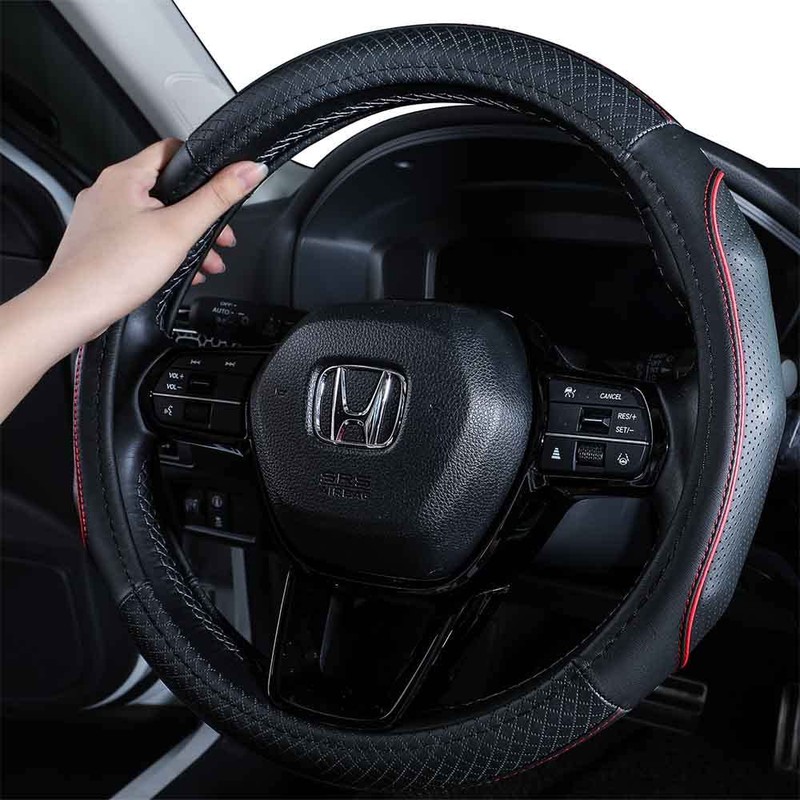 EKR Universal 15 inch Leather Steering Wheel Cover - Genuine