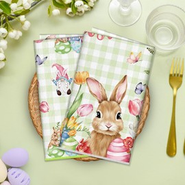 Arquiel Easter Bunny Gnome Microfiber Kitchen Towel 2Pcs, 40 × 60 cm Soft Absorbent Hand Towel Dish Towel, Thick Dish Cloth Tea Towel for Kitchen,Anniversary,Wedding,Decoration