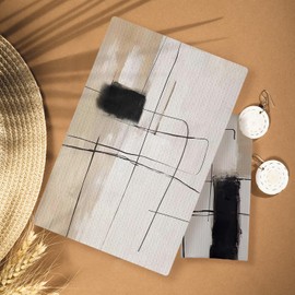 HUGANE Abstract Boho Black White and Beige Kitchen Towels, Minimalist Boho Neutral Hand Towels for Bathroom Gym Spa, Mid Century Modern Contemporary Towels for Kitchen, 16x24 Inch Set of 2 （Color-04）