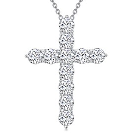 Moissanite Cross Necklace,925 Sterling Silver Moissanite Pendant Necklace for Women Anniversary Christmas Birthday Mothers Day Gifts for Women Men