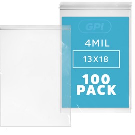 13" x 18" Heavy-duty 2.5 Gallon Zip Bags - 500 Count - Clear Plastic Reclosable Zipper Baggies, 4 Mil Freezer Storage Poly Bags, for Packaging Food, Clothing, Tools & Sharp Objects.