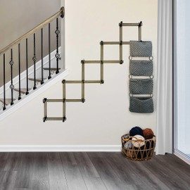 WEBI Accordion Wall Hanger,Accordion Hat Rack for Wall,Expandable Wooden Coat Rack Wall Mounted,Accordion Hook Rack for Hats,Caps,16 Peg,Dark Walnut