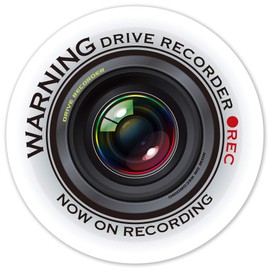 Drive Recorder White Circular Recording in Progress Dashcam Equipped Vehicle Display Sticker Waterproof Resistant Seal Horning Suppression Accident Prevention