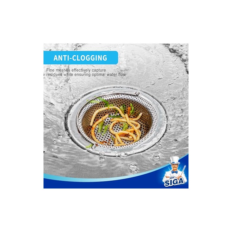 MR.SIGA Kitchen Sink Strainer, Stainless Steel Sink Drain Strainer, Dishwasher