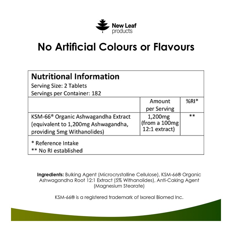 New Leaf Products Ashwagandha KSM 66 Tablets