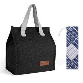 Vicloon Lunch Bags for Women Men, Portable Lunch Box Bag, Insulated Cooler Bag Thermal Leak-Proof Lunch Organizer, Thermal Cooler Bag for Work Outdoor School Travel (Black)