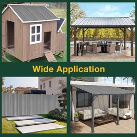 NeatiEase NeatiEase 10 Pcs Metal Roofing Panels, 5.1 Feet Corrugated Galvanized Roofing Panels Metal Siding Panels with Steel Screws for Pergola, Gazebo, Shed, Outdoor Storage, Chicken Coop, Patio,Garages