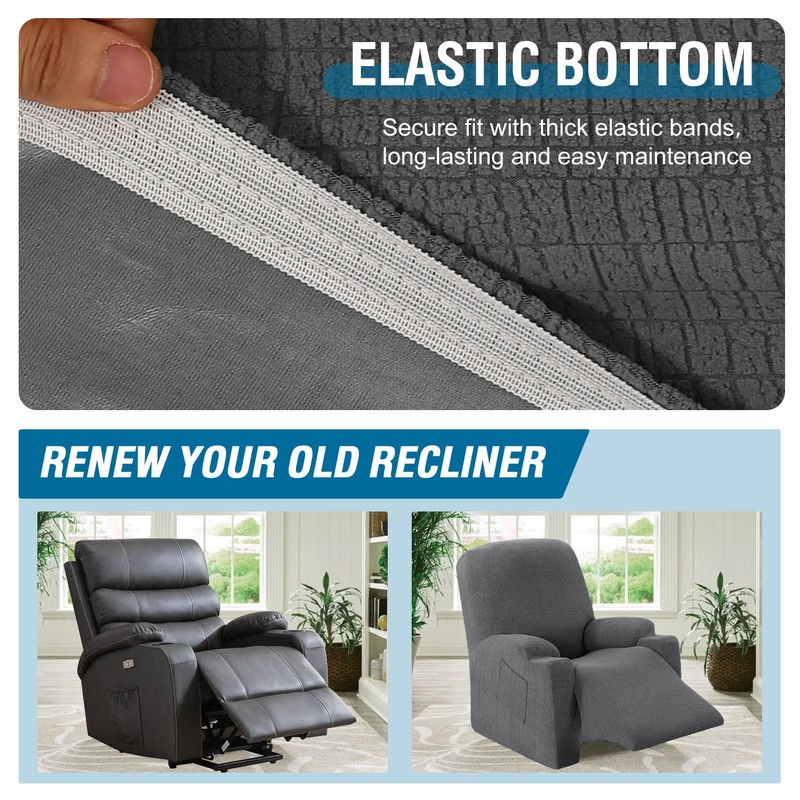 H.VERSAILTEX 100% Waterproof Stretch Recliner Cover 1 Piece Electric Power