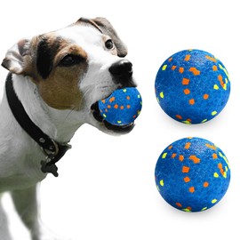 JEROCK Dog Balls, Indestructible Dog Toy Ball for Aggressive Chewers, Durable High Elasticity Interactive Ball for Training Dog Catch and Fetch, Large Medium Small Dog and Puppies(Blue, 2.5in, 2pcs)